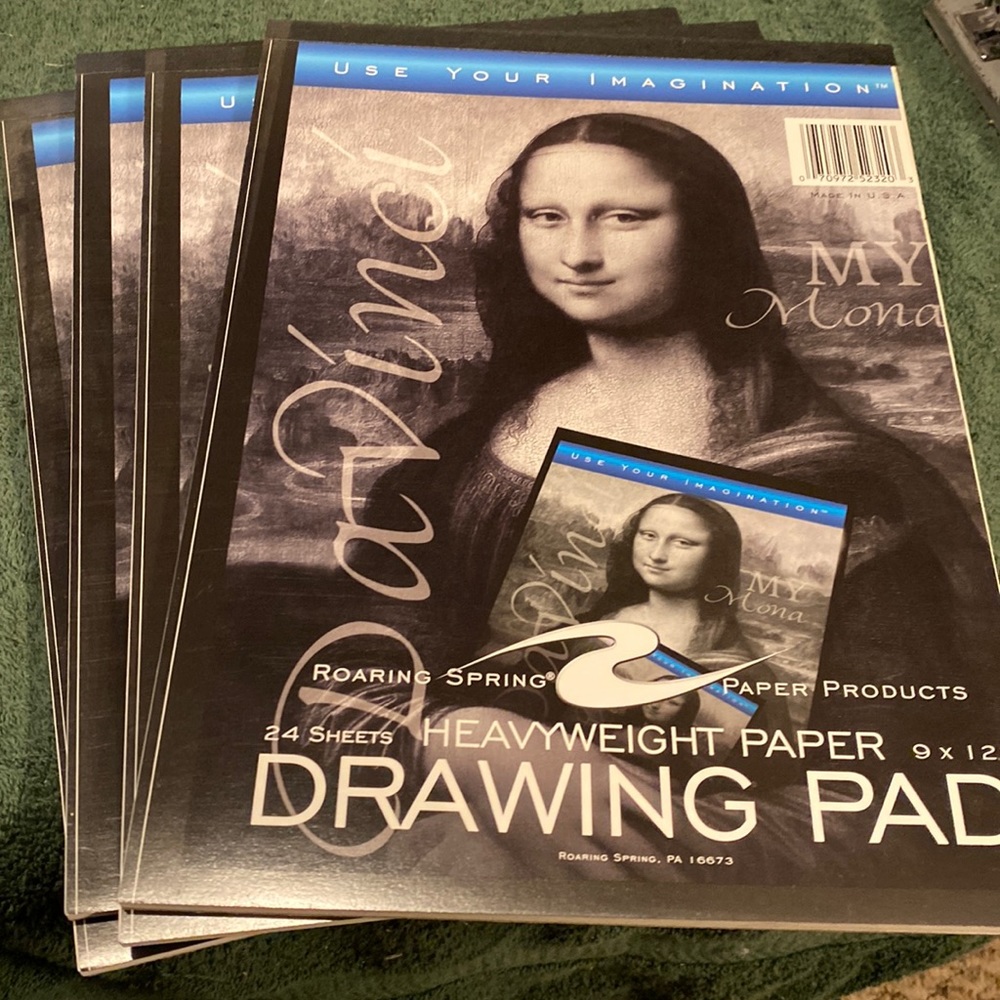 NWT  4 Drawing Pads, heavy weight paper, 9 x 12, each pad containing 24 sheets